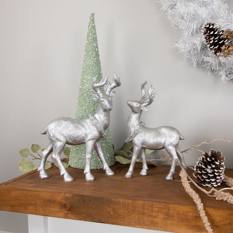 Northlight 10.75" Silver Reindeer Glittered Christmas Tabletop Decoration, 2 of 6