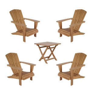 Yardgrace Teak Adirondack Chair Set with Table - 1 of 4