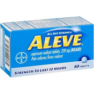 Aleve Tablets with Naproxen Sodium, 220mg (NSAID) Pain Reliever/Fever Reducer, 50 Count - 1 of 4