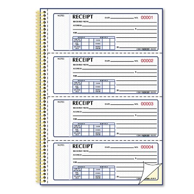 Rediform Money Receipt Book 7 x 2 3/4 Carbonless Duplicate Twin Wire 300 Sets/Book 8L810