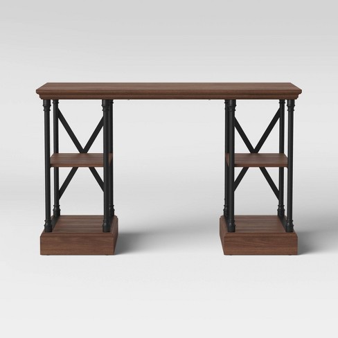 Conway Wood Desk With Cast Iron Frame Espresso Threshold Target