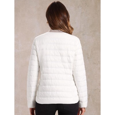 INSPIRE CHIC Women's Winter Lightweight Button Down Packable Long Sleeve Puffer Jacket Medium White — фото 4