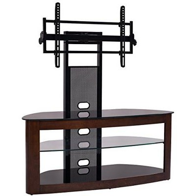TransDeco Flat panel TV mounting system w/ 3 AV shelves for up to 80Inch plasma or LCD/LED TVs - Dark Oak / Black