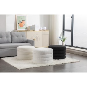 Racxily Soft Velvet Round Ottoman Footrest Stool - Compact Velvet Footrest Stool with Sturdy Wooden Frame, Ready-to-Use for Indoor Sofa/Bedroom - 1 of 4