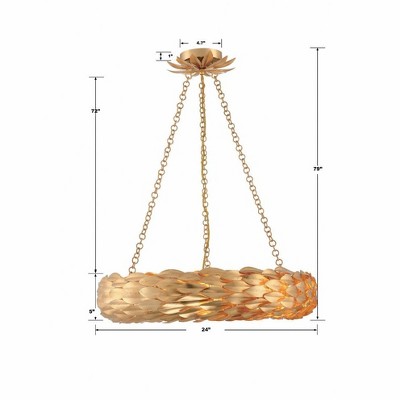 Antique Gold Crystal 6-Light Candle Chandelier