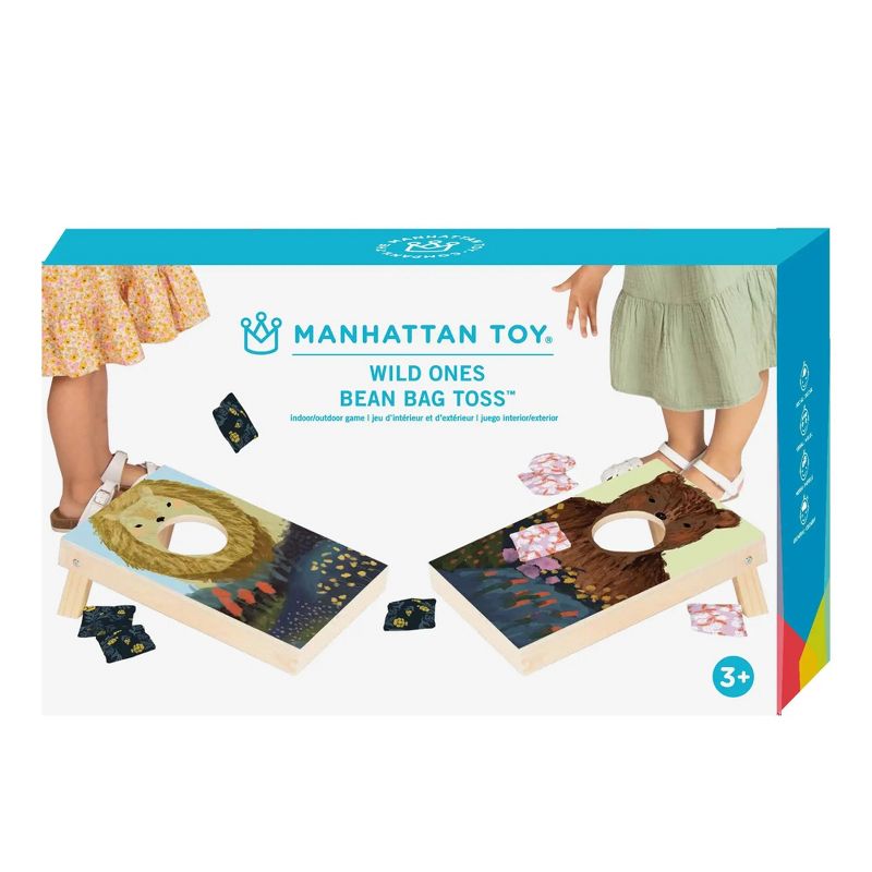 Manhattan Toy Wild Ones Indoor Outdoor Wooden Cornhole Bean Bag Toss Game Set, 10 Piece, 1 of 17