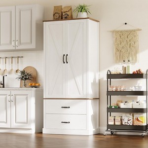 Kitchen Pantry Cabinet with 2 Drawers, Farmhouse Tall Storage Cabinet, Wood Food Pantry ,Versatile Storage Freestanding Cupboard for Kitchen - 1 of 4