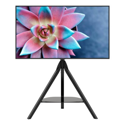 Hoxton Black Wood Tripod TV Stand with Mount and Shelf