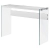 Monarch Specialties Accent Table Console Entryway Narrow Sofa Living Room Bedroom Glossy White Laminate Clear Tempered Glass Contemporary Modern - 3 of 4