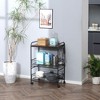 NicBex Mobile Kitchen Island Cart Metal Frame Kitchen Carts on Wheels with Storage, 2 Sliding Baskets and Side Hooks for Kitchen, Rustic Brown - 4 of 4