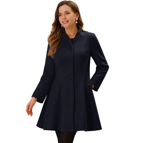 INSPIRE CHIC Women's Single Breasted Long Sleeve Mid-Long Winter Coat Green Large