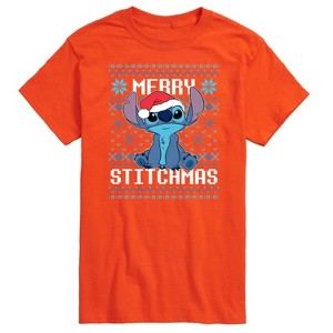 Men's - Lilo and Stitch - Merry Stitchmas Ugly Christmas Pattern Short Sleeve Graphic T-Shirt - 1 of 4