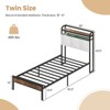 Safstar Twin Size Bed Frame w/LED Light & Charging Station Heavy Duty Metal Platform Bed - 2 of 4