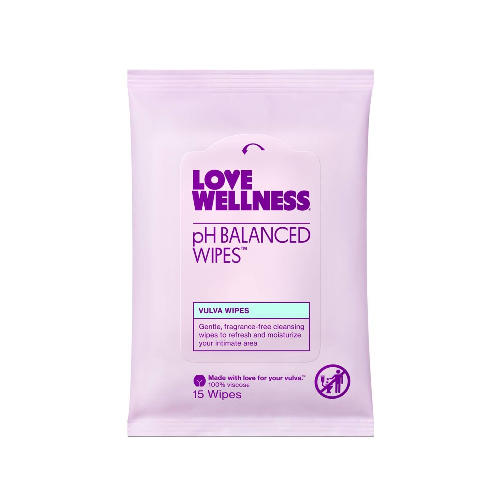 Love Wellness pH Balanced Wipes for Sensitive Care Unscented - 15ct