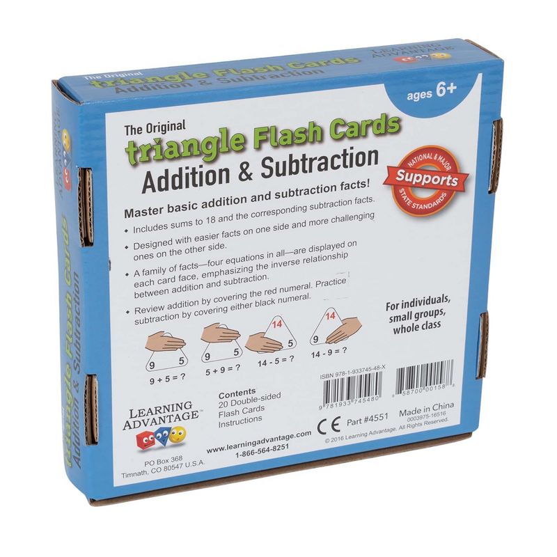 Learning Advantage The Original Triangle Flash Cards, Addition & Subtraction, Set of 20, 4 of 5