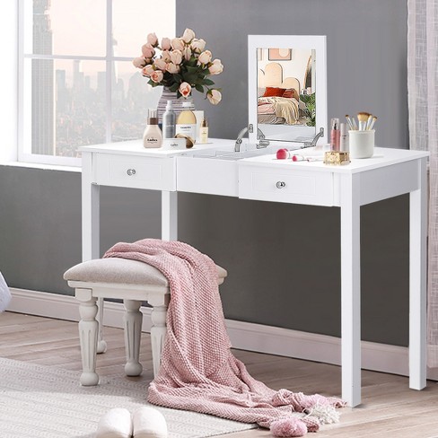 præmie Bunke af video Costway Vanity Table Dressing Table Flip Top Desk Furniture White : Target