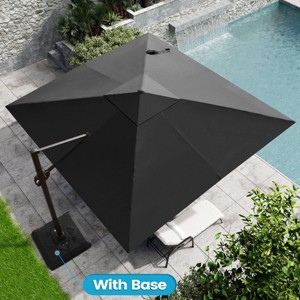 Crestlive Products 11FT Square Cantilever Umbrella Outdoor 360 Degree Rotation Offset Umbrella 6 Heights Adjustable with Base - 1 of 4