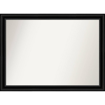 42" x 31" Non-Beveled Corded Black Wall Mirror - Amanti Art: Modern Rectangle, Polystyrene Frame