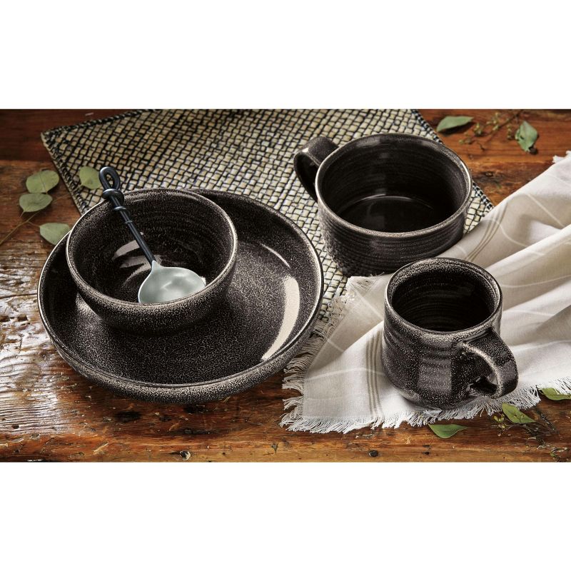 tagltd Loft Textured Reactive Glaze Stoneware Bowl Black 17 oz. Dishwasher Safe, 3 of 5