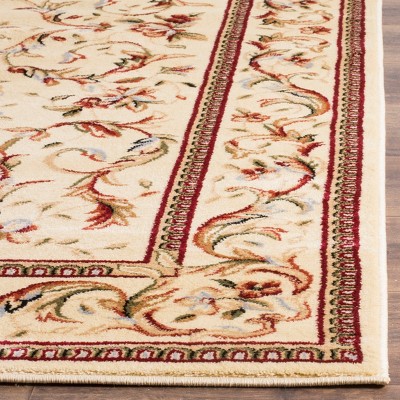 Off-White Floral Easy Care Synthetic Square Area Rug