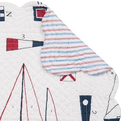 Windward Port Nautical Patriotic Cotton Quilted Reversible Placemats, 13" x 19", Set of 6