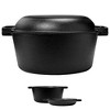 Cuisinel Cast Iron Double Dutch Oven - 5-Qt Pre-Seasoned 2-in-1 Multi-Cooker, Deep Pot & 10" Skillet Lid, Perfect for BBQ, Grill, Stove, Induction Use - 3 of 4