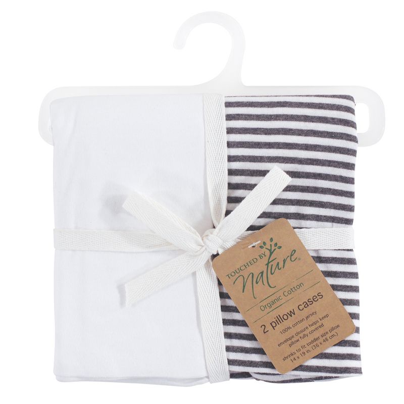 Touched by Nature Baby Organic Cotton Toddler Pillowcase, White Heather Charcoal, One Size, 2 of 3