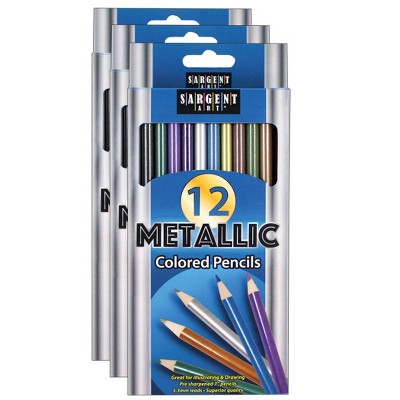 Sargent Art Colored Pencils, Metallic, 12 Colors Per Pack, 3 Packs