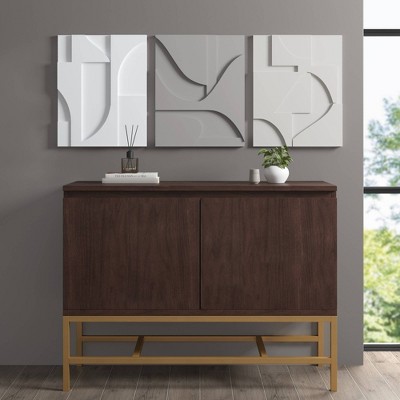 Neutral Geometric Carved MDF Wood 3-Piece Wall Art Set