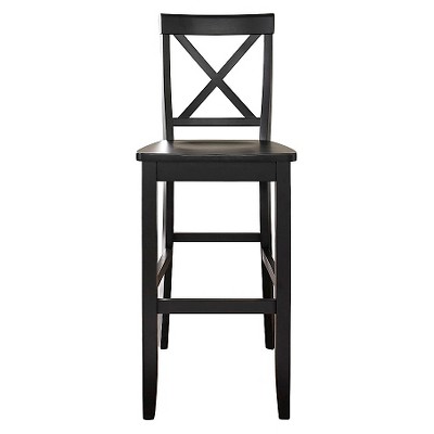 Modern Classic X-Back Solid Hardwood 30" Barstool in Black - Set of 2