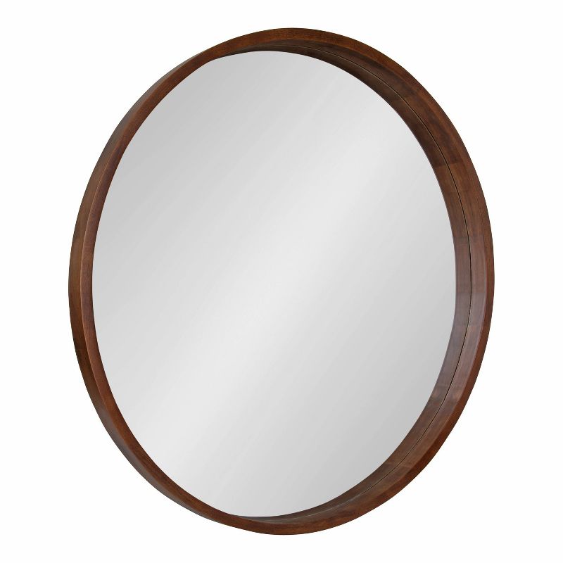 36&#34; Hutton Round Wall Mirror Walnut Brown - Kate &#38; Laurel All Things Decor, 1 of 7