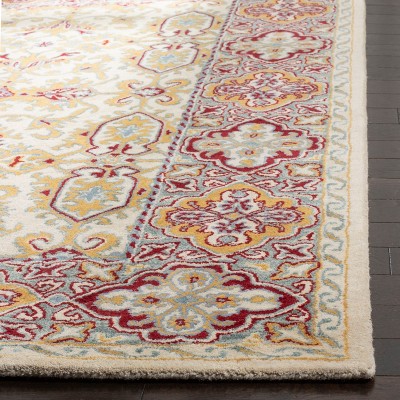 Ivory and Blue Hand-Tufted Wool and Cotton Area Rug