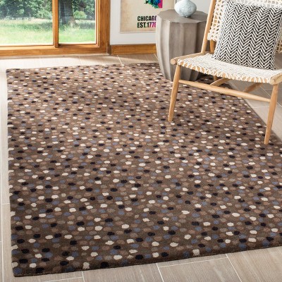 Dark Gray Polka Dot Hand-Tufted Wool Area Rug