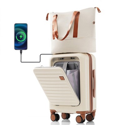 2 Piece Luggage Set, 20 Inch Carry On Luggage with Front Pocket, Expandable Suitcase Set with Spinner Wheels,Lightweight Travel Suitcase Set