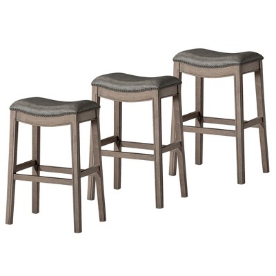 Maven Lane Adrien Backless Saddle Kitchen Stool, Set of 3