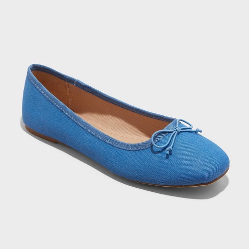 Women's Jackie Ballet Flats - A New Day™ Blue Denim 8.5 : Target