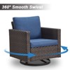 POCASSY Patio Wicker Rattan Swivel Rocking Glider Chair Set of 2 with Ottoman and Side Table, 5 Piece All Weather Brown Wicker Patio Furniture Set - 3 of 4