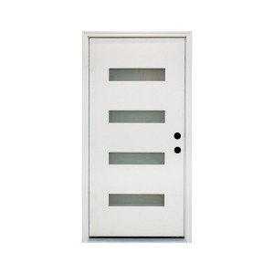 Chic Crate 36x80 Fiberglass Entry Door with Frosted Glass, Left Hand Inswing, Brickmould & Vinyl Frame - 1 of 4