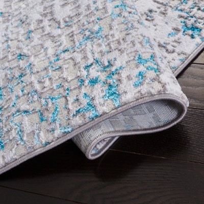 Amelia Grey and Turquoise Rectangular Washable Area Rug