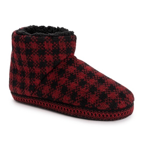 Womens red plaid fashion slippers