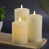 LumiPur 3pk Essentials Natural Glow Flameless Flickering Wax Pillar LED Candles Linen White - 2 of 4