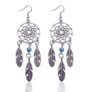 Maya's Grace Dream Catcher Dangle Earrings for Women, Bohemian Feather Drop Earrings, Polished Finish - 1 of 4