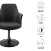 Modway Lippa Faux Leather Swivel Dining Armchair in Black Black – 360° Swivel Barrel Chair with No Wheels - 2 of 4