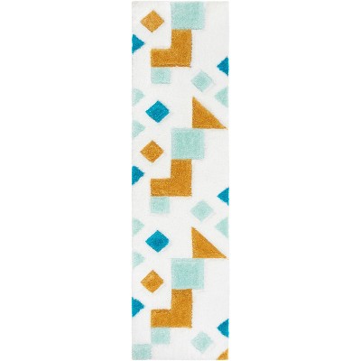 Well Woven Abbi Boxes Circles Thick Soft 3D Textured Shag Area Rug