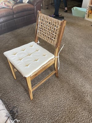 2pk Temescal Valley Wood And Woven Dining Chairs With Cushion Cream ...