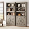 5 Tier Book case with Cabinet, Farmhouse Book Shelf with Storage Doors, 68.7" Tall Wooden 5 Shelf Case Grey - 2 of 4