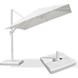 PURPLE LEAF Patio Umbrella White Cantilever Offset Umbrella Square Outdoor Umbrella with 360-degree Rotation for Garden Deck Pool - 1 of 4