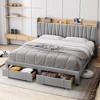 Bed Frame with Headboard, Wooden Full Bed Frame with Storage Headboard and Charging Station, Metal Platform BedFrame - 4 of 4
