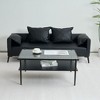 Rectangle Coffee Table with Gray Tempered Glass Top and Legs, Modern Living Room Table - 3 of 4