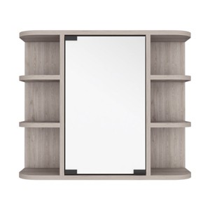GlasFlength Decorative Wall Mirrors Medicine Cabinet Milano, Six External Shelves Mirror, Light Gray Finish, Gray, 23.62"*7.48"*19.68" - 1 of 4